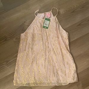 Lilly Pulitzer sleeveless top NWT with gold flecks Size large